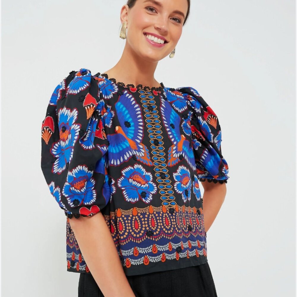 Ainika Sparkle Black Short-Sleeve Blouse -NWT